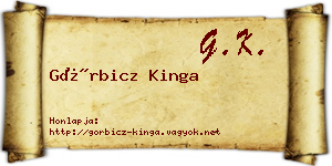 Görbicz Kinga névjegykártya